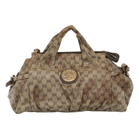 GUCCI GG Crystal Hand Bag Coated Canvas Beige Gold - Picture 2 of 12